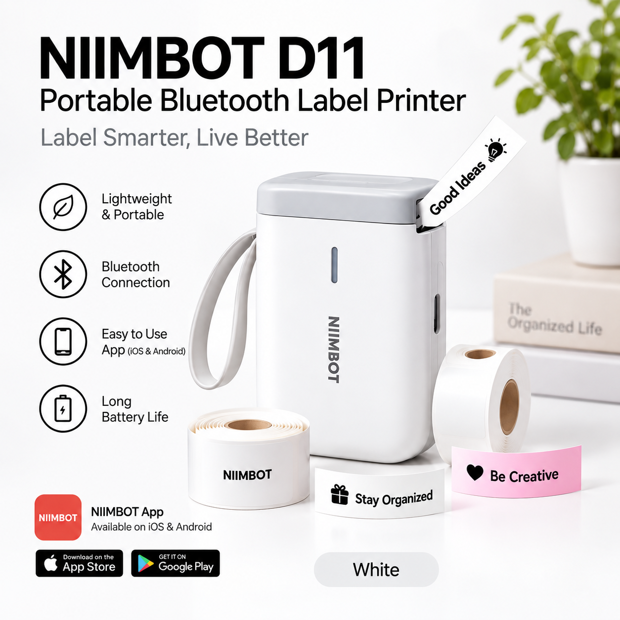 NIIMBOT D11 Portable Bluetooth Label Printer