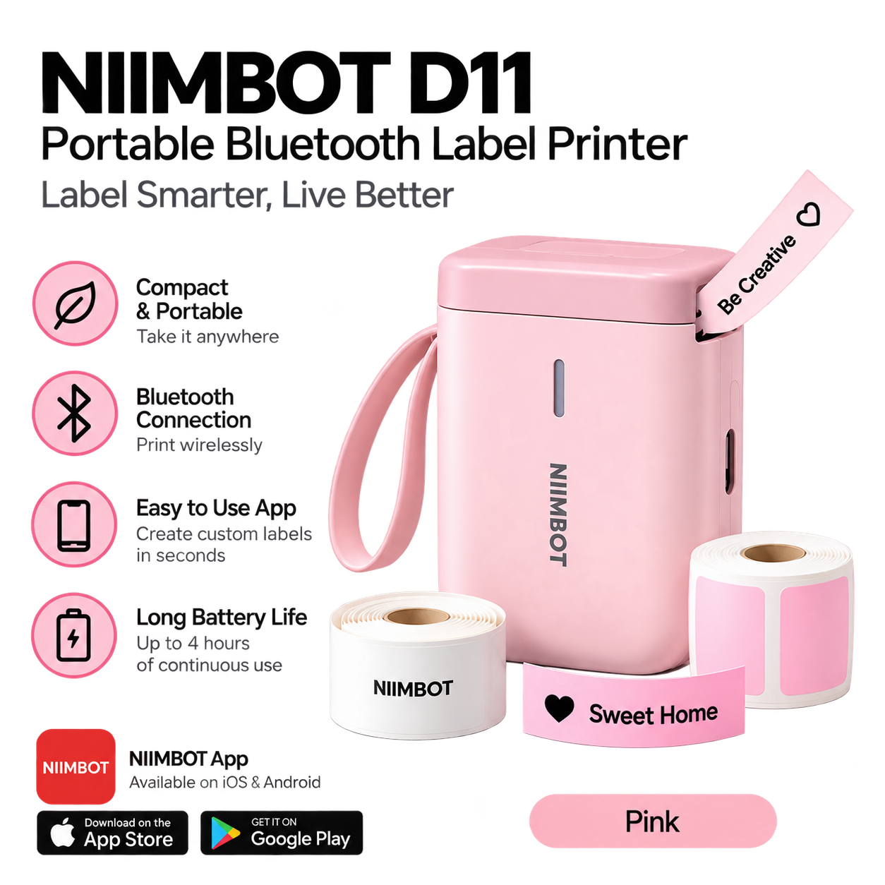 NIIMBOT D11 Portable Bluetooth Label Printer